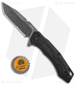 Kershaw Analyst Tanto Assisted Opening Knife Black FRN (3.25" BlackWash Serr) -Kershaw Store Kershaw Analyst Tanto Assisted Opening Black FRN BlackWash Serr 2062ST BHQ 120528 jr bottlecap