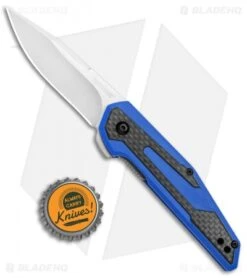 Kershaw Anso Fraxion Liner Lock Knife CF/Blue G-10 (2.75" Satin) 1160BLU -Kershaw Store Kershaw Anso Fraxion LL CF Blue G 10 1160BLU BHQ 79684 jr bottlecap