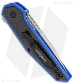 Kershaw Anso Fraxion Liner Lock Knife CF/Blue G-10 (2.75" Satin) 1160BLU -Kershaw Store Kershaw Anso Fraxion LL CF Blue G 10 1160BLU BHQ 79684 jr side