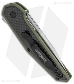 Kershaw Anso Fraxion Liner Lock Knife CF/OD Green G-10 (2.75" Satin) 1160OL -Kershaw Store Kershaw Anso Fraxion LL CF Green G 10 1160OL BHQ 79686 jr side