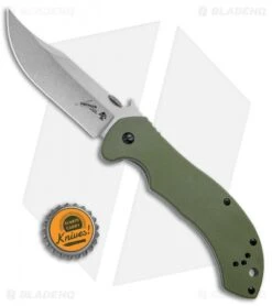 Kershaw Emerson CQC-10K Frame Lock Knife OD Green G-10 (3.5" Stonewash) 6030 -Kershaw Store Kershaw CQC 10K FL OD Green G 10 SW 6030 BHQ 52196 jr bottlecap