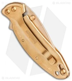 Kershaw Chive Assisted Opening Knife 24K Gold Plated (1.94" Gold) 1600G -Kershaw Store Kershaw Chive AO 24K Gold Plated KS1600G BHQ 86782 jr side