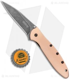 Kershaw Leek Assisted Opening Knife Copper (3" Black SW) 1660CUBW -Kershaw Store Kershaw Copper Leek Assited Opening Blackwash 1660CUBW BHQ 123691 jr bottlecap