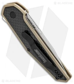 Kershaw Anso Fraxion Liner Lock Knife CF/Tan G-10 (2.75" Stonewash) 1160TAN -Kershaw Store Kershaw Fraxion LL Tan 1160TAN BHQ 83150 jr side