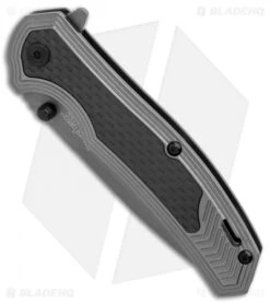 Kershaw Fringe A/O Frame Lock Knife Gray SS/Carbon Fiber (3" Gray) 8310 -Kershaw Store Kershaw Fringe AO Gray SS Carbon Fiber Gray BHQ 80593 er spine