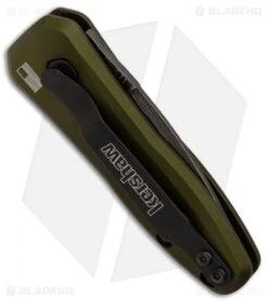 Kershaw Launch 4 CA Legal Automatic Knife OD Green (1.9" Damascus) BHQ Exclusive -Kershaw Store Kershaw Launch 4 CA Legal OD Green Damascus BHQ 91063 er side