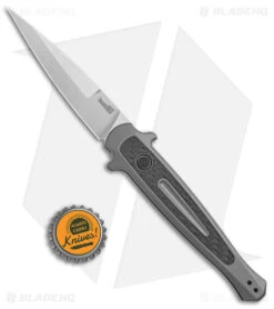 Kershaw Launch 8 Stiletto Automatic Knife Gray/CF (3.5" Stonewash) 7150 -Kershaw Store Kershaw Launch 8 Stiletto Auto Gray CF SW BHQ 94067 jr bottlecap large