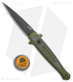 Kershaw Launch 8 Stiletto Automatic Knife Green/CF (3.5" Black) -Kershaw Store Kershaw Launch 8 Stiletto Auto Green CF Black KER7150OLBLK BHQ 109602 jr bottlecap