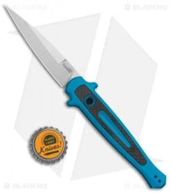 Kershaw Launch 8 Stiletto Automatic Knife Teal/CF (3.5" Stonewash) -Kershaw Store Kershaw Launch 8 Stiletto Auto Teal CF SW KER7150TEALSW BHQ 105834 jr bottlecap