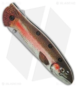 Kershaw Leek Assisted Opening Knife Rainbow Trout (3" Bead Blast) 1660TROUT -Kershaw Store Kershaw Leek Assisted Opening Knife Trout Bead Blast BHQ 209735 kr spine large