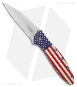 Kershaw Leek Assisted Opening Knife USA Flag (3" Bead Blast) 1660USA