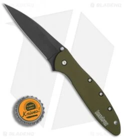 Kershaw Leek Assisted Opening Knife OD Green (3" Black ) 1660OLBLK -Kershaw Store Kershaw Leek OD Green black BHQ 79637 er bottlecap