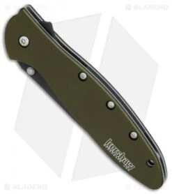 Kershaw Leek Assisted Opening Knife OD Green (3" Black ) 1660OLBLK -Kershaw Store Kershaw Leek OD Green black BHQ 79637 er spine