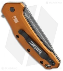 Kershaw Link Drop Point Knife Flat Dark Earth Aluminum (3.25" BlackWash) -Kershaw Store Kershaw Link Assisted SW Plain FDE Handle 1776BRZBW BHQ 85193 jr spine