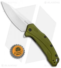 Kershaw Link 20CV Drop Point Knife Olive Al (3.25" Stonewash) 1776OLSW -Kershaw Store Kershaw Link DP Olive Aluminum SW 1776OLSW BHQ 105987 jr bottlecap 2