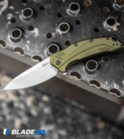 Kershaw Link 20CV Drop Point Knife Olive Al (3.25" Stonewash) 1776OLSW -Kershaw Store Kershaw Link Drop Point Knife Olive Aluminum Stonewash 20CV 1776OLSW BHQ 105987 kp step web