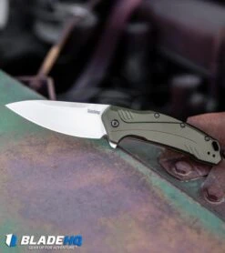 Kershaw Link 20CV Drop Point Knife Olive Al (3.25" Stonewash) 1776OLSW -Kershaw Store Kershaw Link Drop Point Knife Olive Aluminum Stonewash 20CV 1776OLSW BHQ 105987 kp truck web