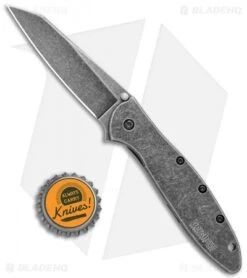 Kershaw Random Leek Reverse Tanto Assisted Opening Knife (3" Black SW) -Kershaw Store Kershaw Random Leek Reverse Tanto Assited Opening BlackWash 1660RBW BHQ 123397 jr bottlecap