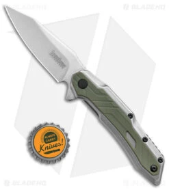Kershaw Salvage Reverse Tanto Spring Assisted Knife Steel/GFN (2.9" SW) 1369 -Kershaw Store Kershaw Salvage Reverse Tanto SA Steel Green GFN SW BHQ 139779 jr bottlecap