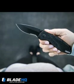 Kershaw Blur Assisted Opening Knife Black (3.375" Black Serr) 1670BLKST -Kershaw Store kershaw blur black serr 1670BLKST hand dl