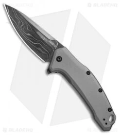 Kershaw Link Drop Point Knife Gray Aluminum (3.25" Damascus) KS1776GRYDAM