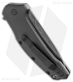Kershaw Link Drop Point Knife Gray Aluminum (3.25" BlackWash Serr) 1776GRYBWST -Kershaw Store kershaw link folder aluminum tanto 1776tgrybw side jm 1